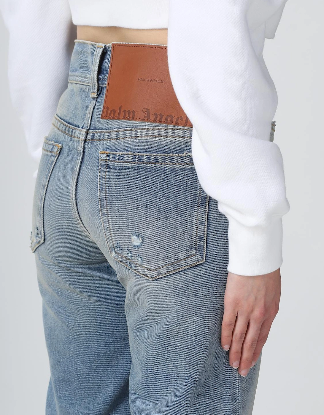 Straight Leg Jeans Distressed Design