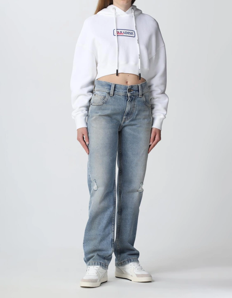 Straight Leg Jeans Distressed Design