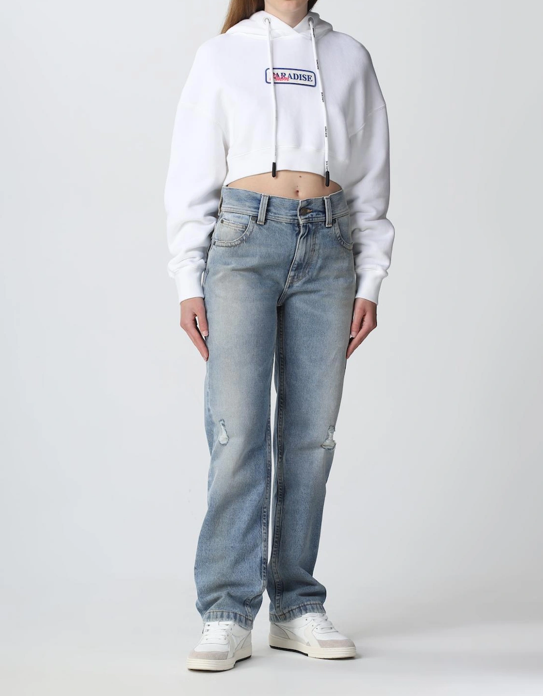 Straight Leg Jeans Distressed Design