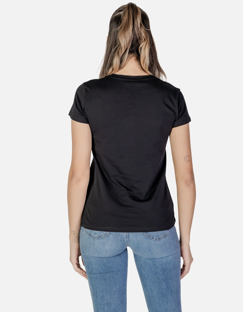 Printed Short Sleeve Cotton T-shirt with Round Neck