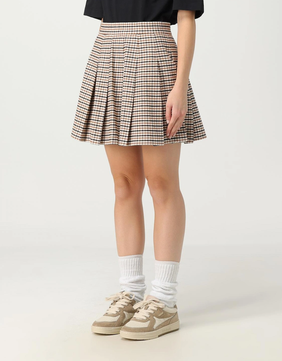 Pleated Mini Skirt Check Pattern