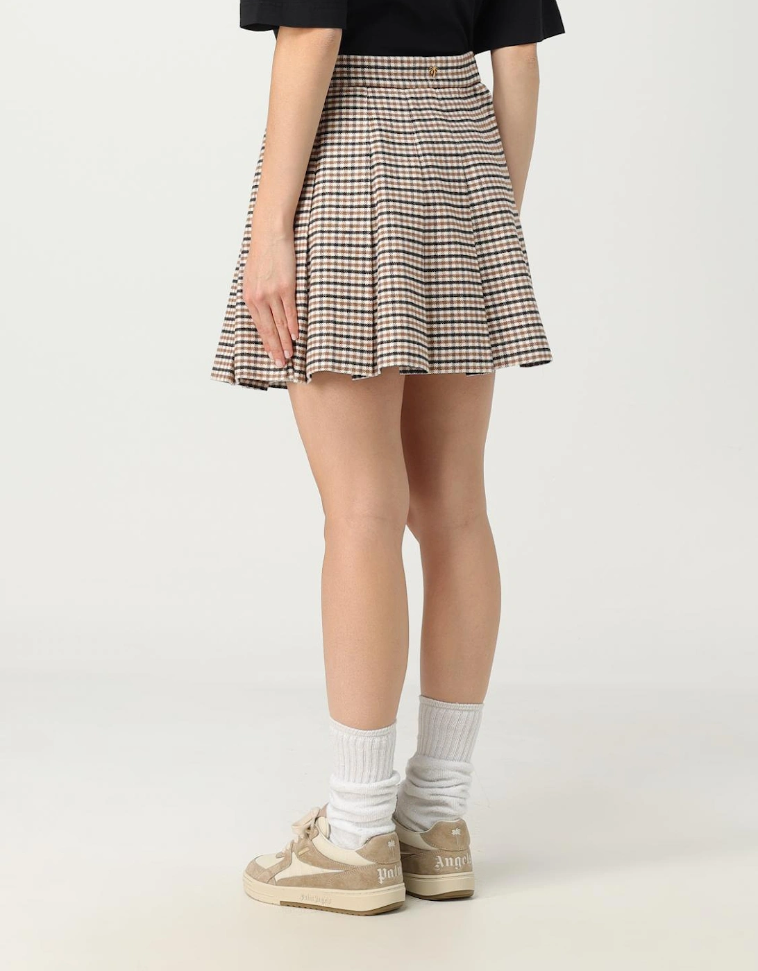 Pleated Mini Skirt Check Pattern