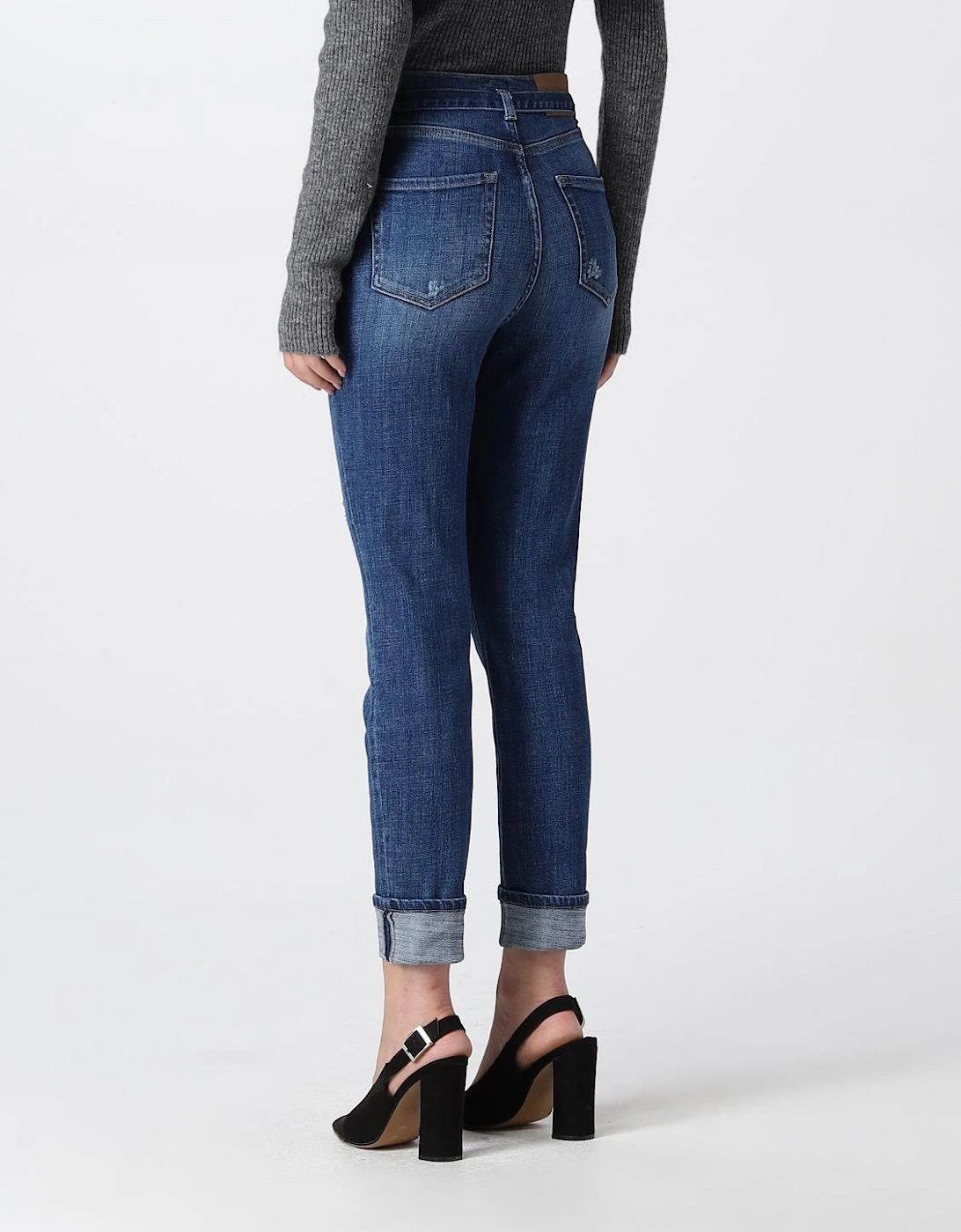 Straight Leg Jeans Cuffed Hem