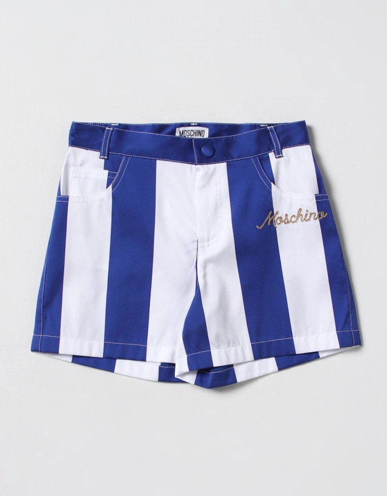 Kids Striped Shorts Embroidered Logo