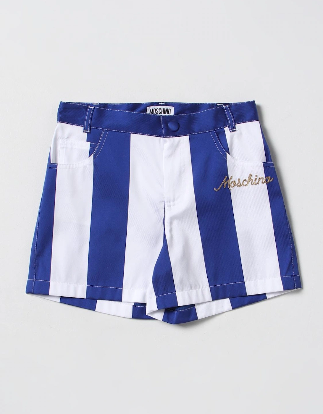 Kids Striped Shorts Embroidered Logo