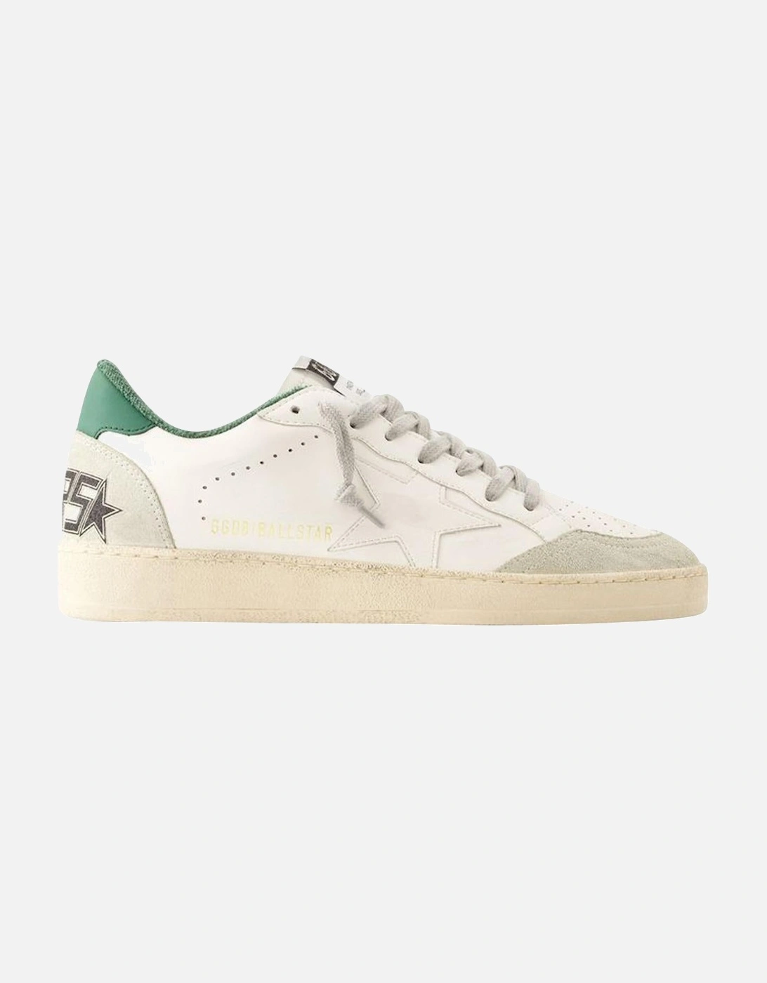White Leather Sneakers with Green Accents, 9 of 8