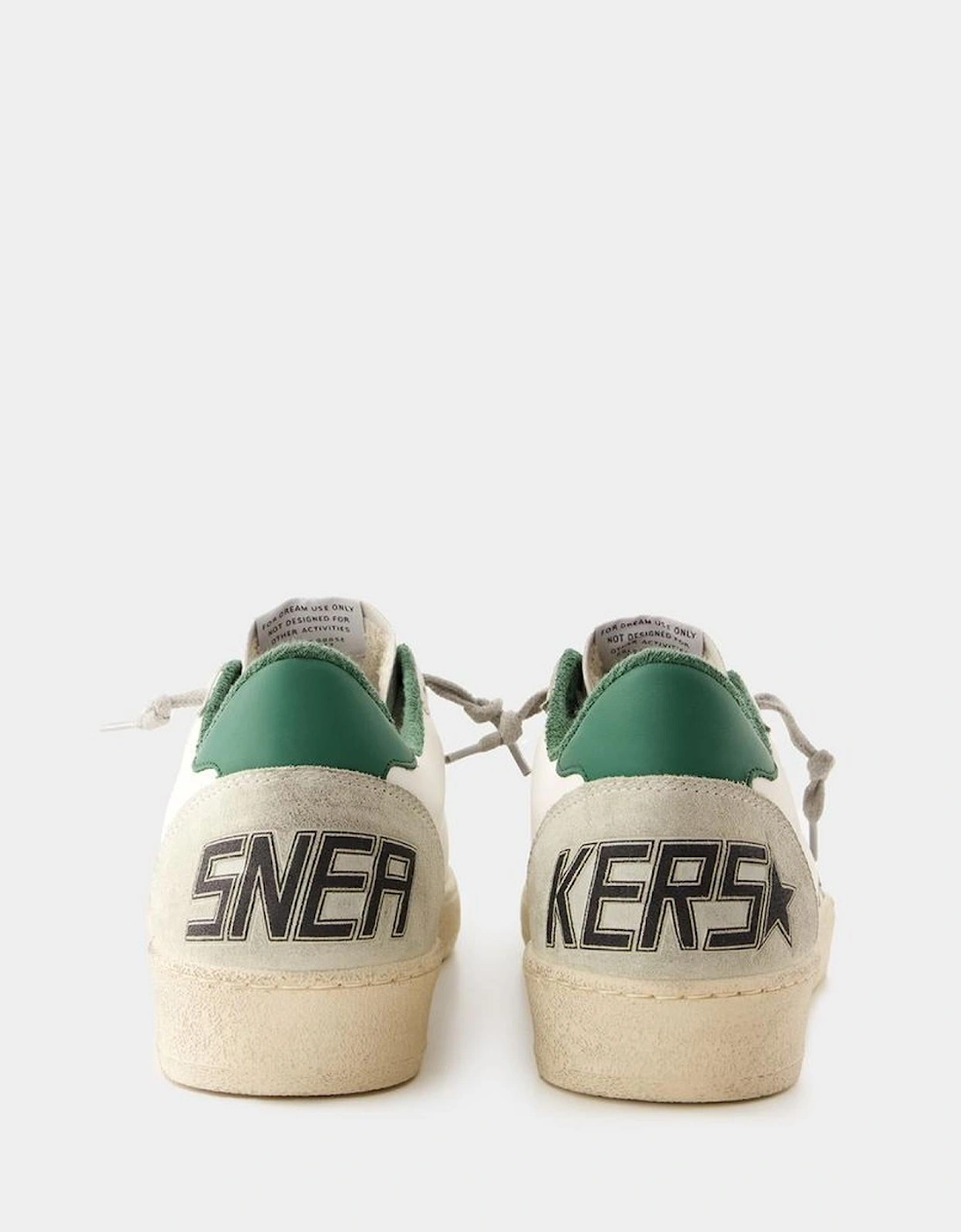 White Leather Sneakers with Green Accents