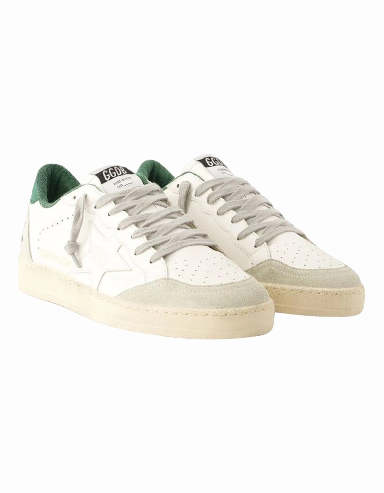White Leather Sneakers with Green Accents