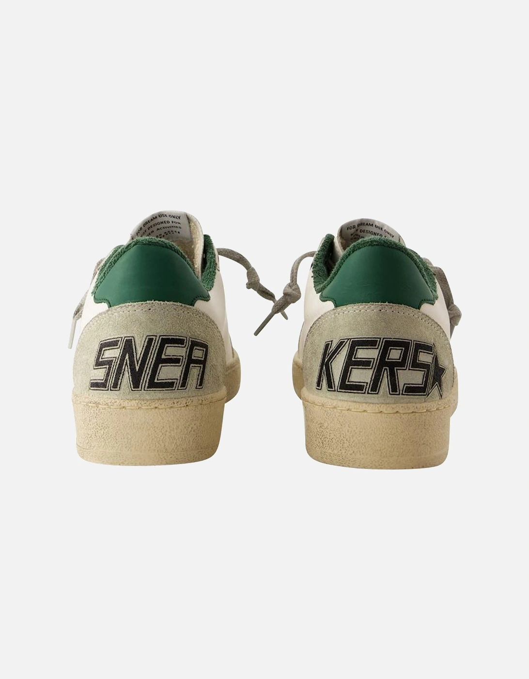 White Leather Sneakers with Green Accents