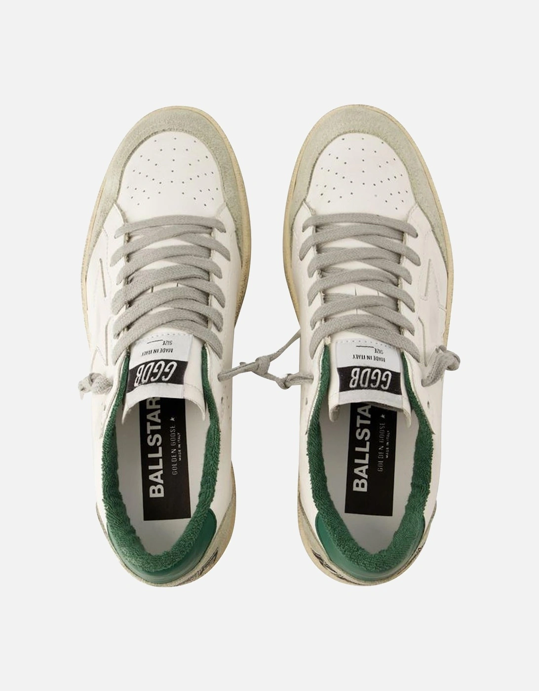 White Leather Sneakers with Green Accents