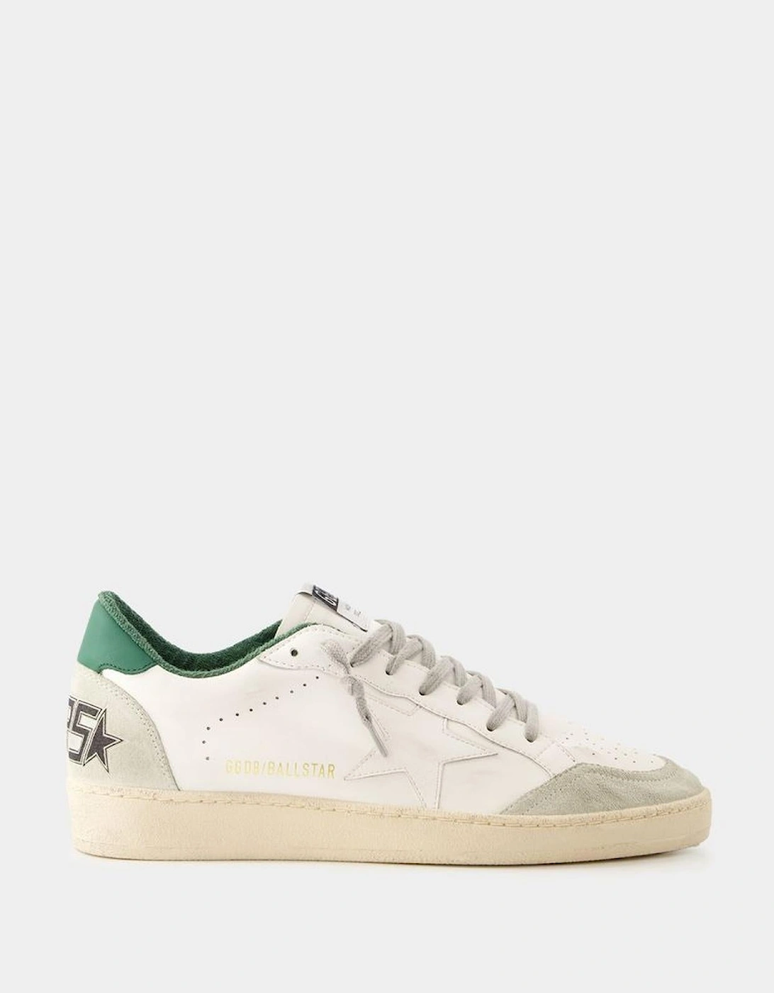 White Leather Sneakers with Green Accents