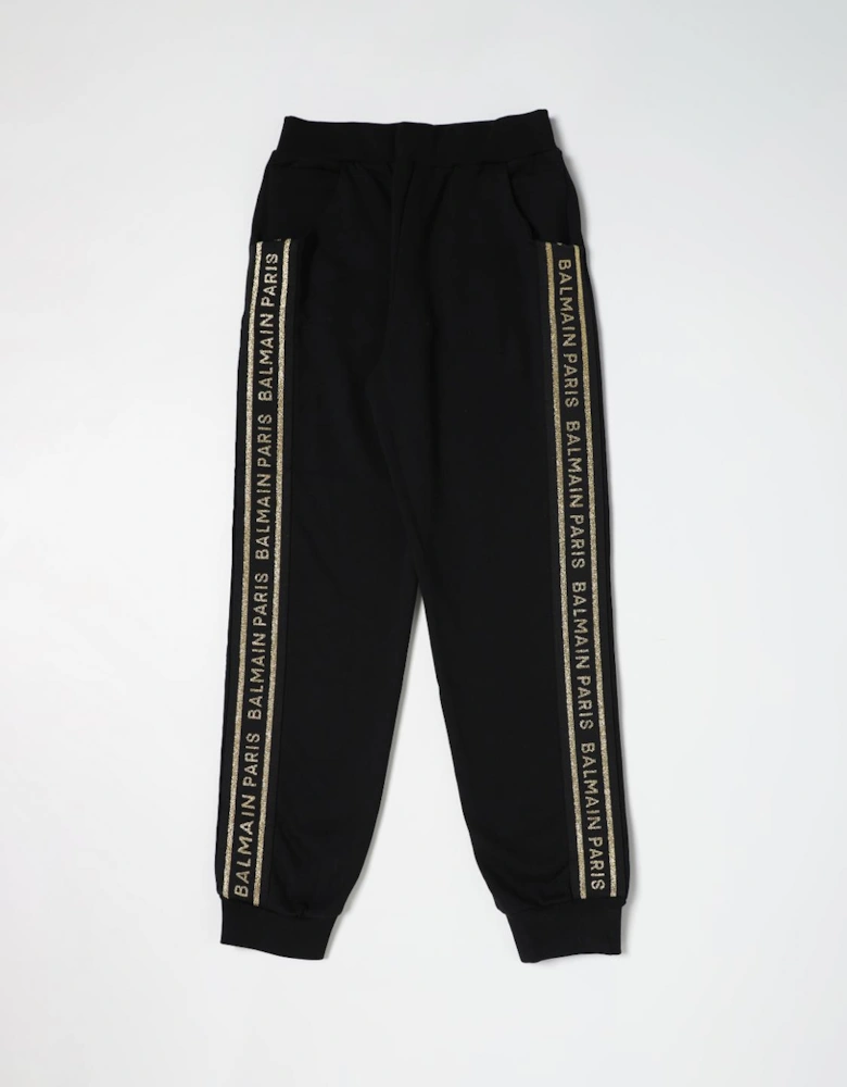 Kids Joggers GoldLettered Side Stripes