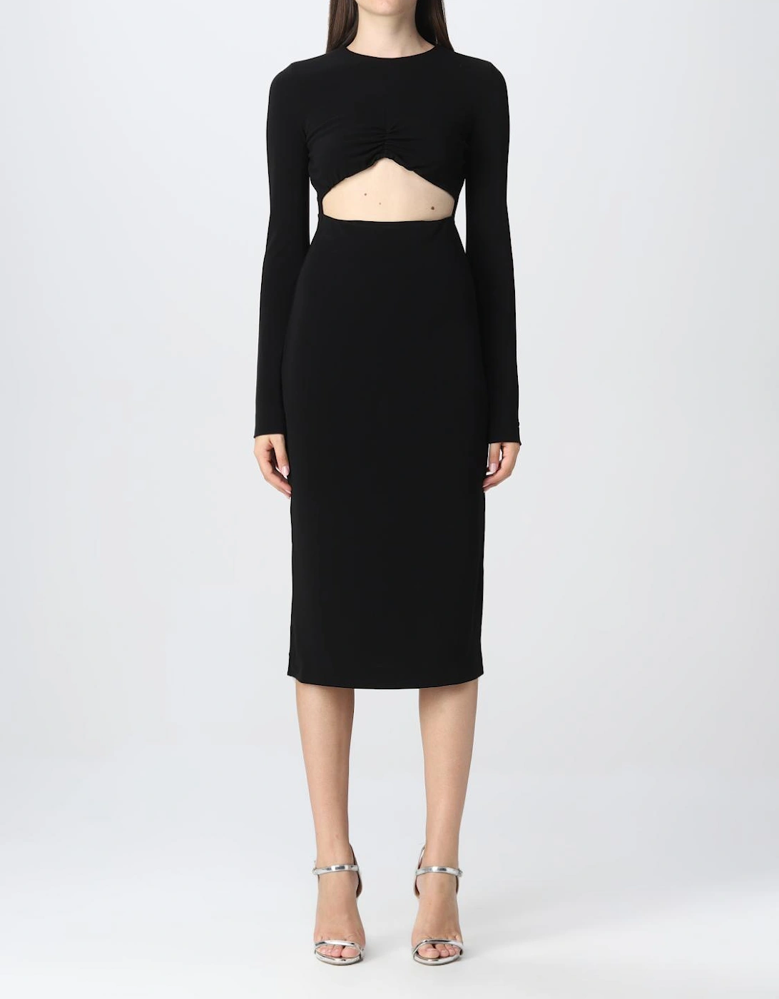 Elegant Midi Dress with Long Sleeves and Cut-Out Detail, 4 of 3