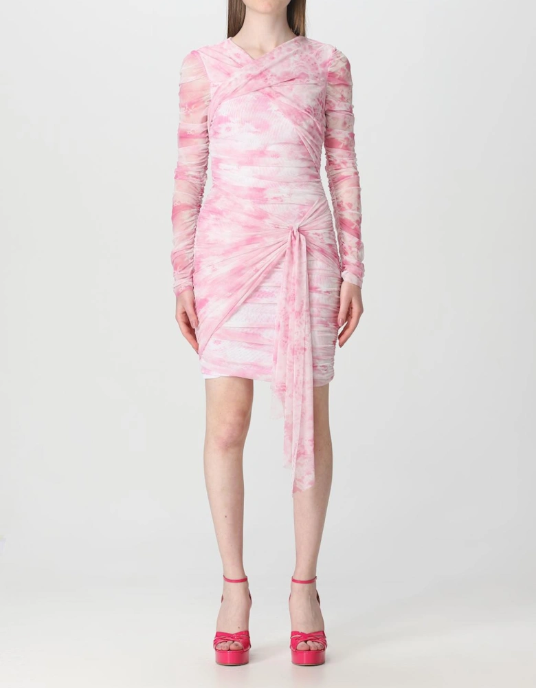 Tie Dye Mini Dress Draped Waist