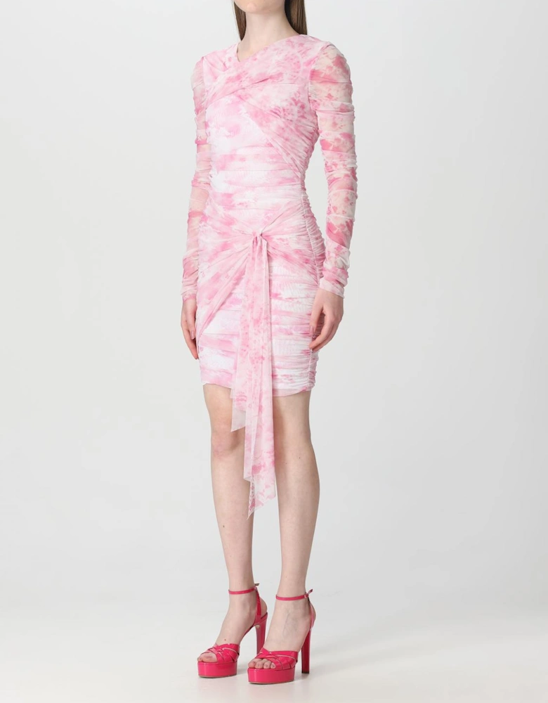 Tie Dye Mini Dress Draped Waist