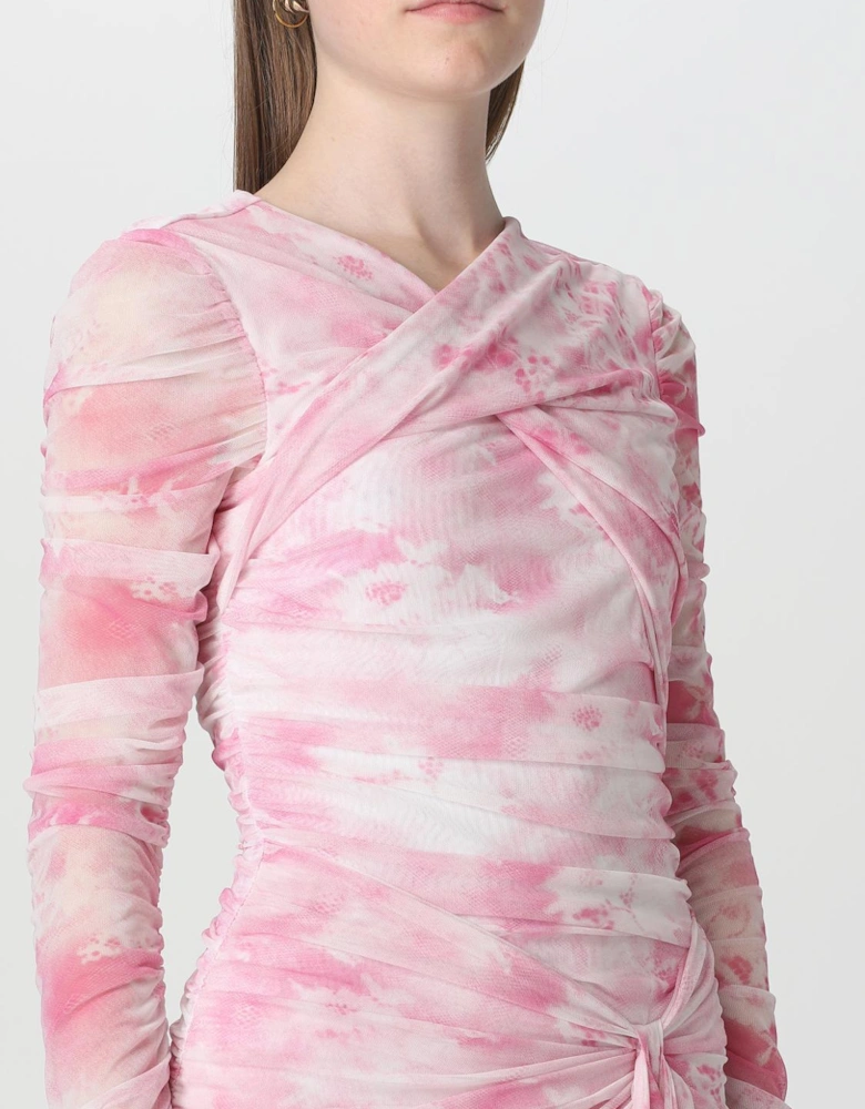 Tie Dye Mini Dress Draped Waist