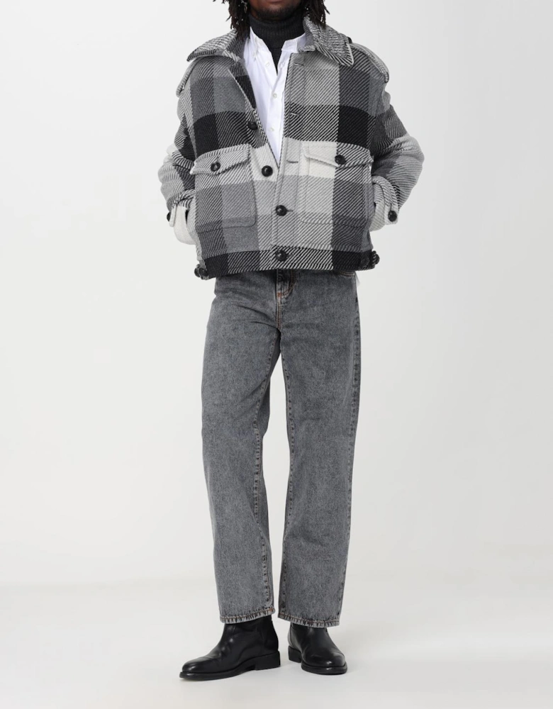 Check Pattern Wool Blend Coat