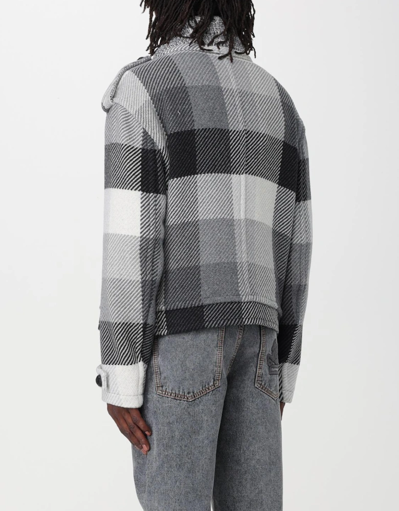 Check Pattern Wool Blend Coat