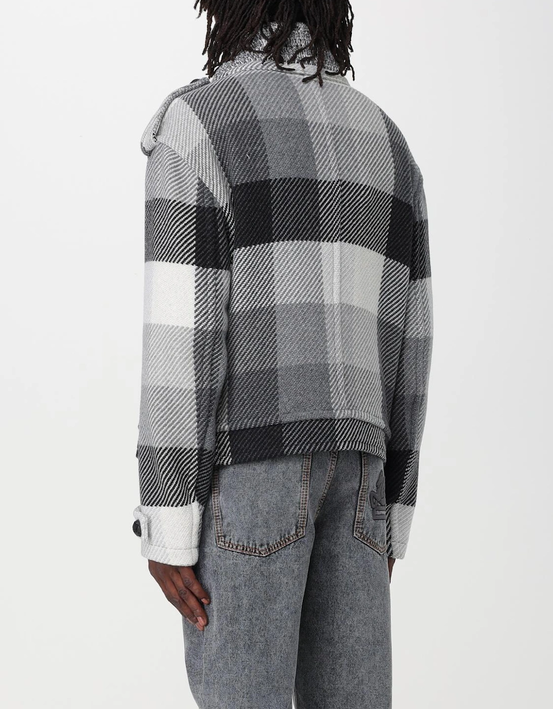 Check Pattern Wool Blend Coat