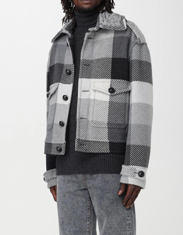 Check Pattern Wool Blend Coat