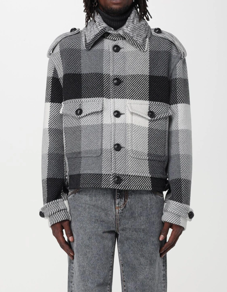 Check Pattern Wool Blend Coat