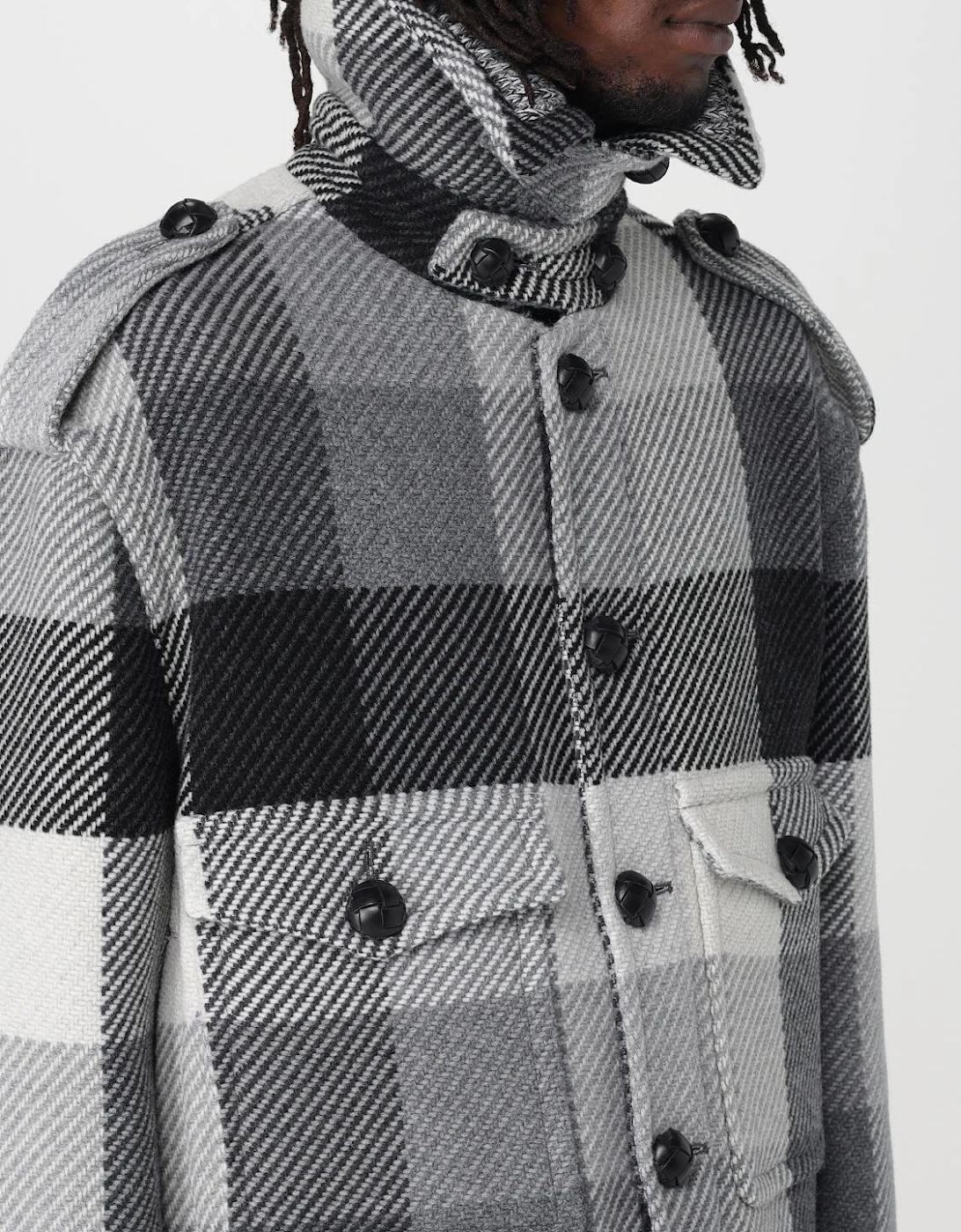 Check Pattern Wool Blend Coat