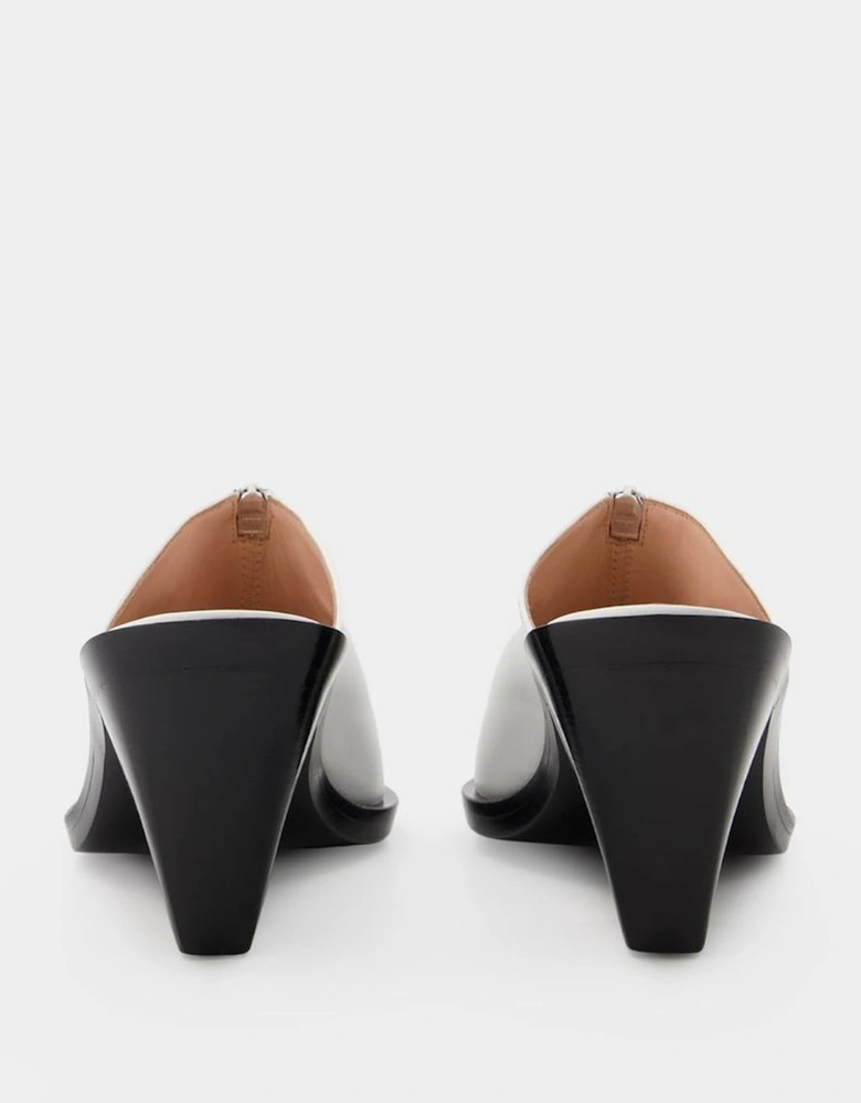 Zip Mules Leather Block Heel