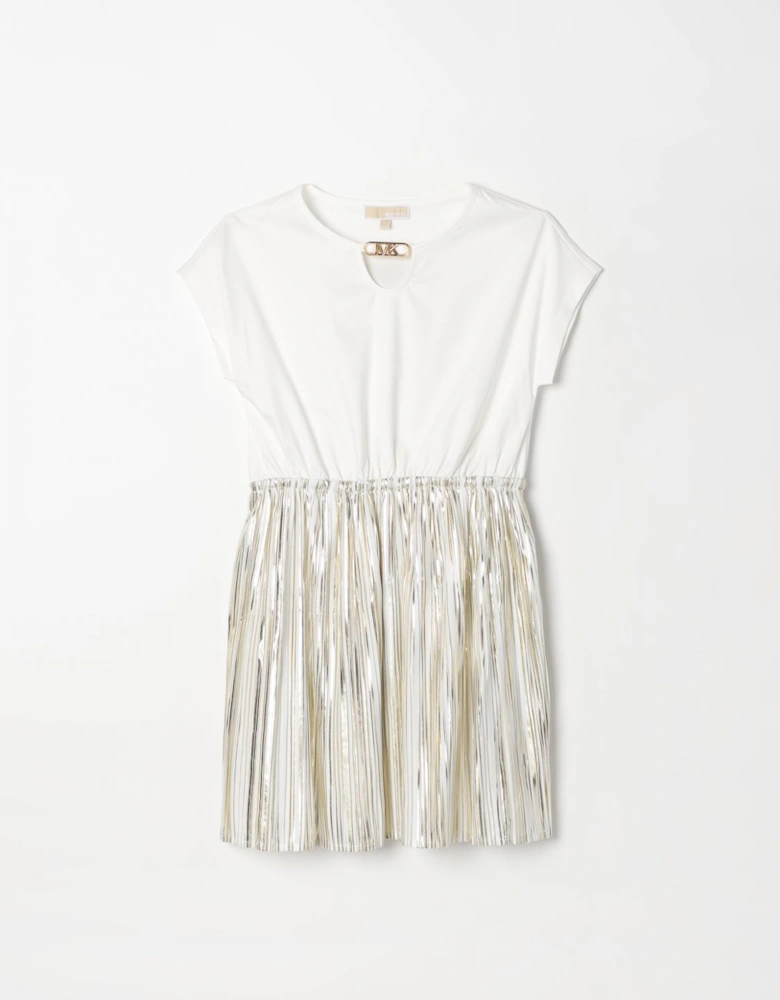 Metallic Pleated Party Dress