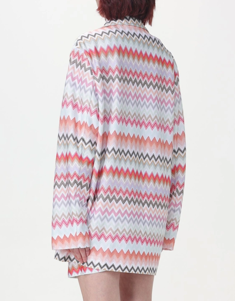 Relaxed Fit Blazer with Long Sleeves and Button Closure