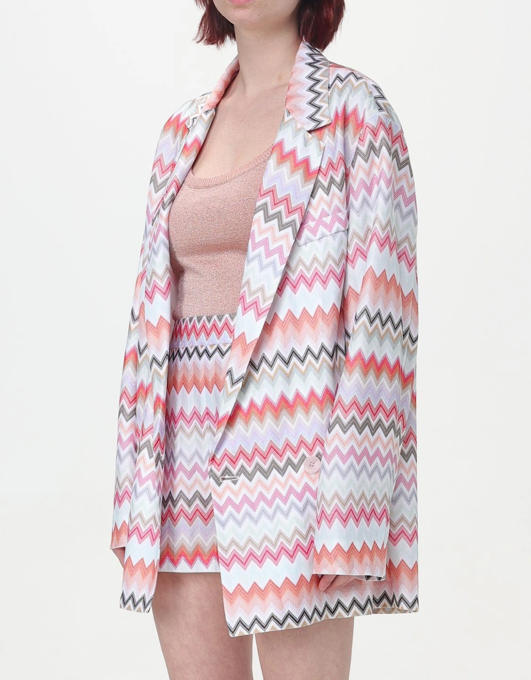 Relaxed Fit Blazer with Long Sleeves and Button Closure