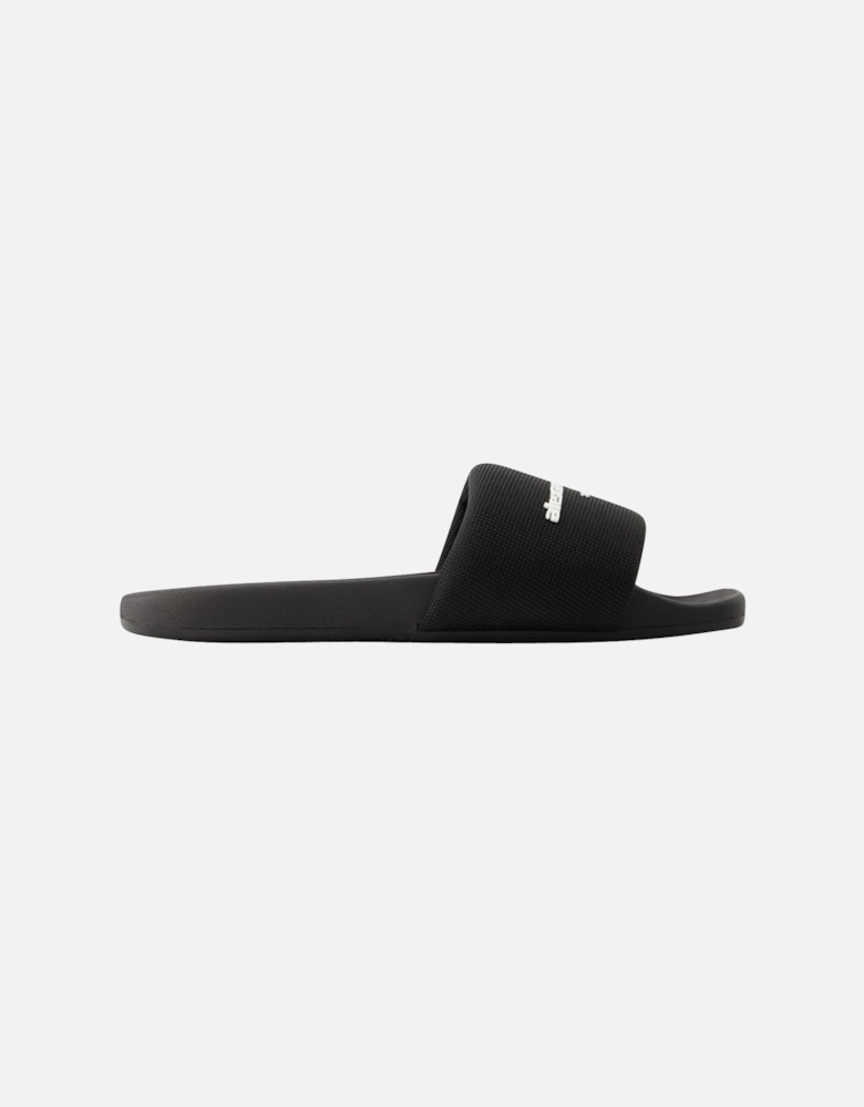 Black Nylon Slip-On Pool Slides with Rubber Sole by Alexander Wang