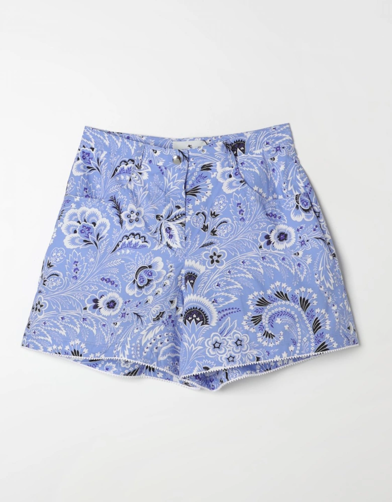Printed High-Waisted Shorts with Pockets