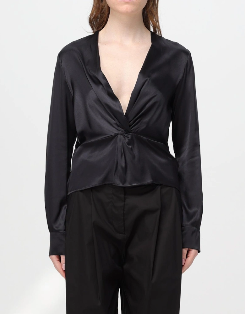 Silk Satin VNeck Blouse