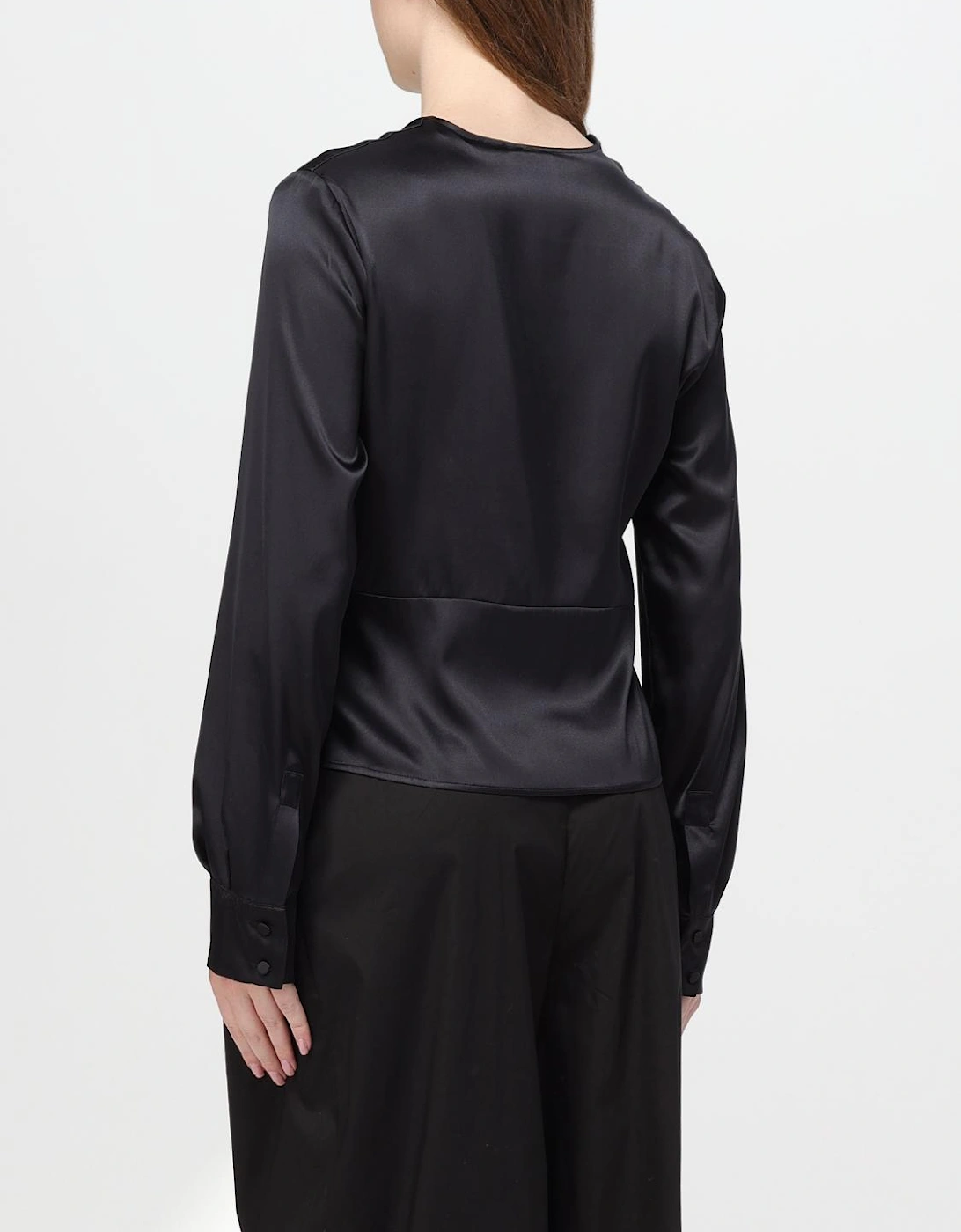 Silk Satin VNeck Blouse