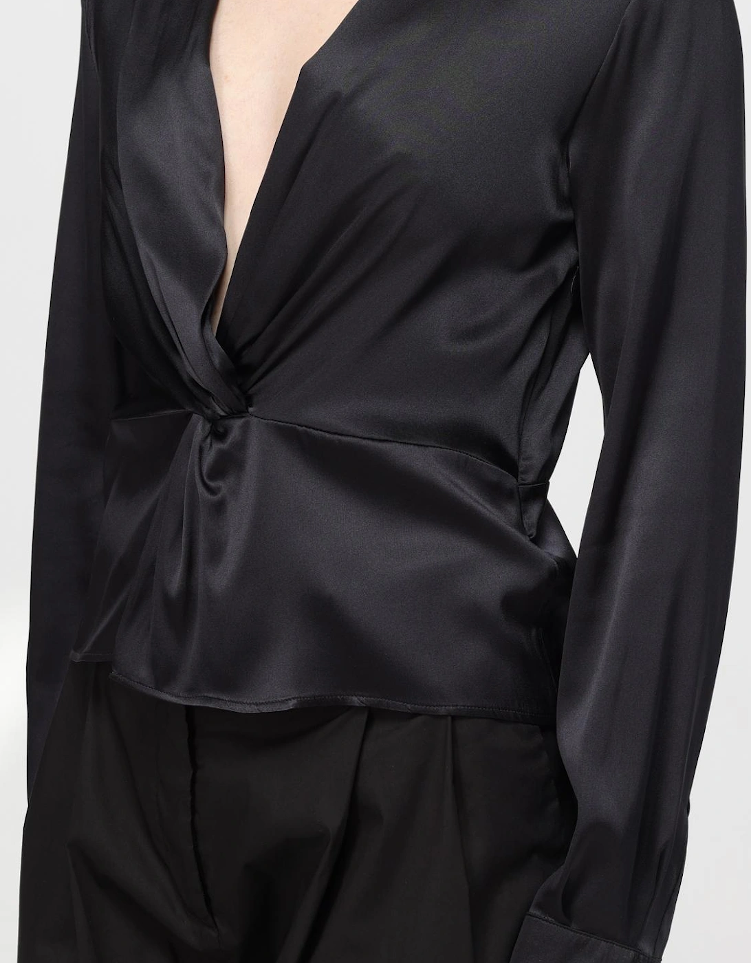 Silk Satin VNeck Blouse