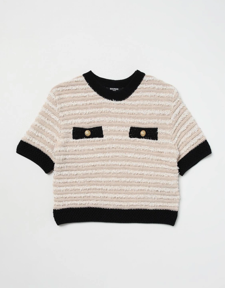 Cropped Knit Sweater Short Sleeves