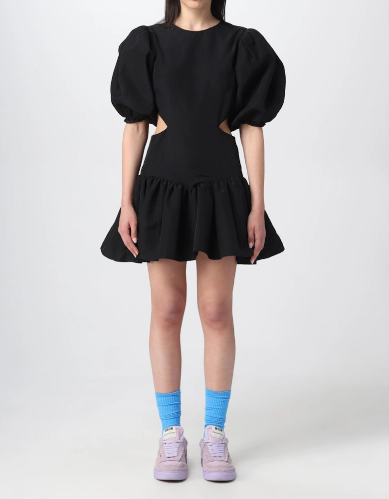 Mini Dress with Puff Sleeves and Cutouts