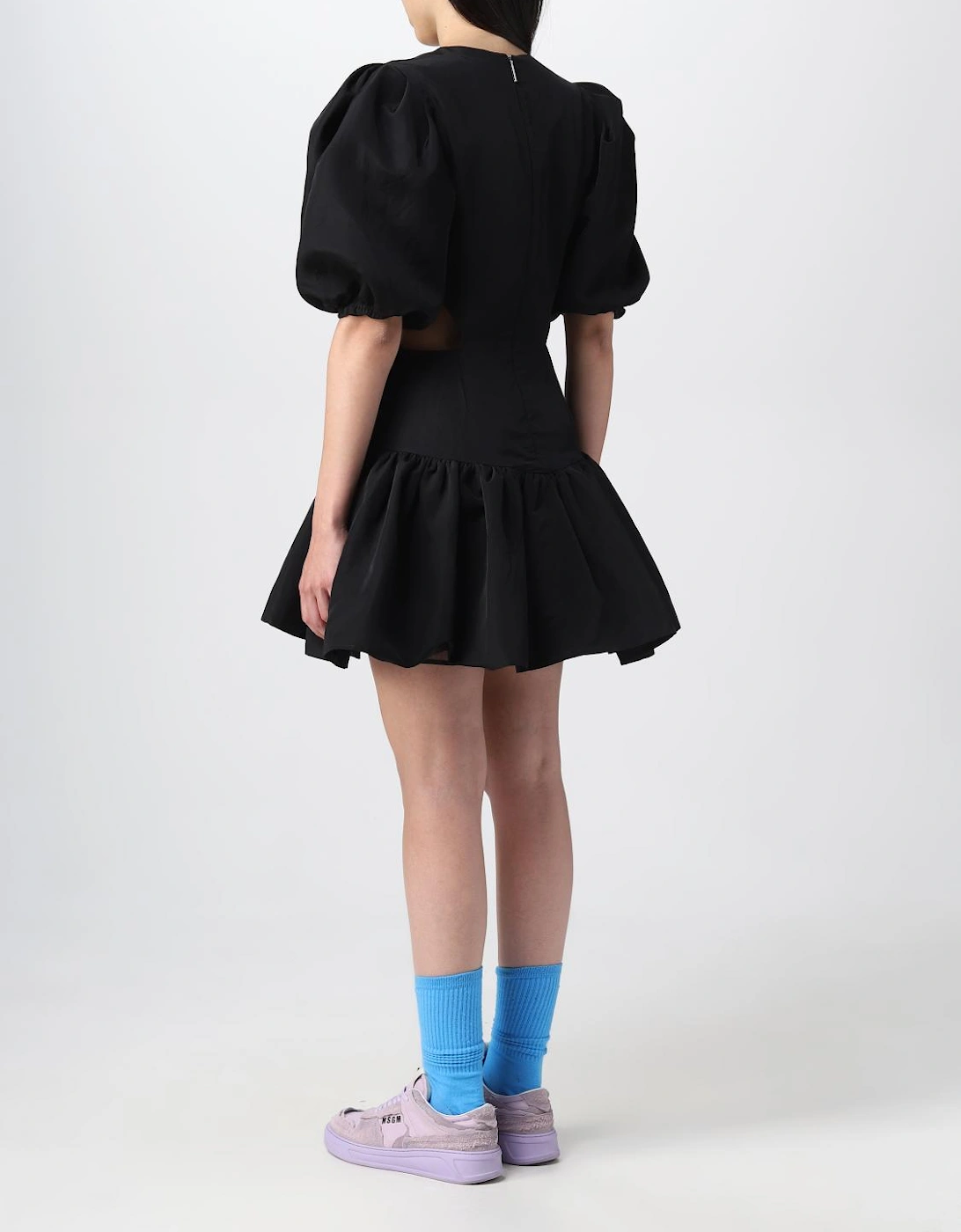 Mini Dress with Puff Sleeves and Cutouts