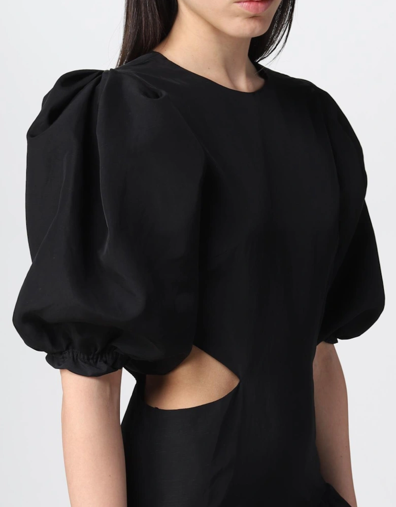Mini Dress with Puff Sleeves and Cutouts