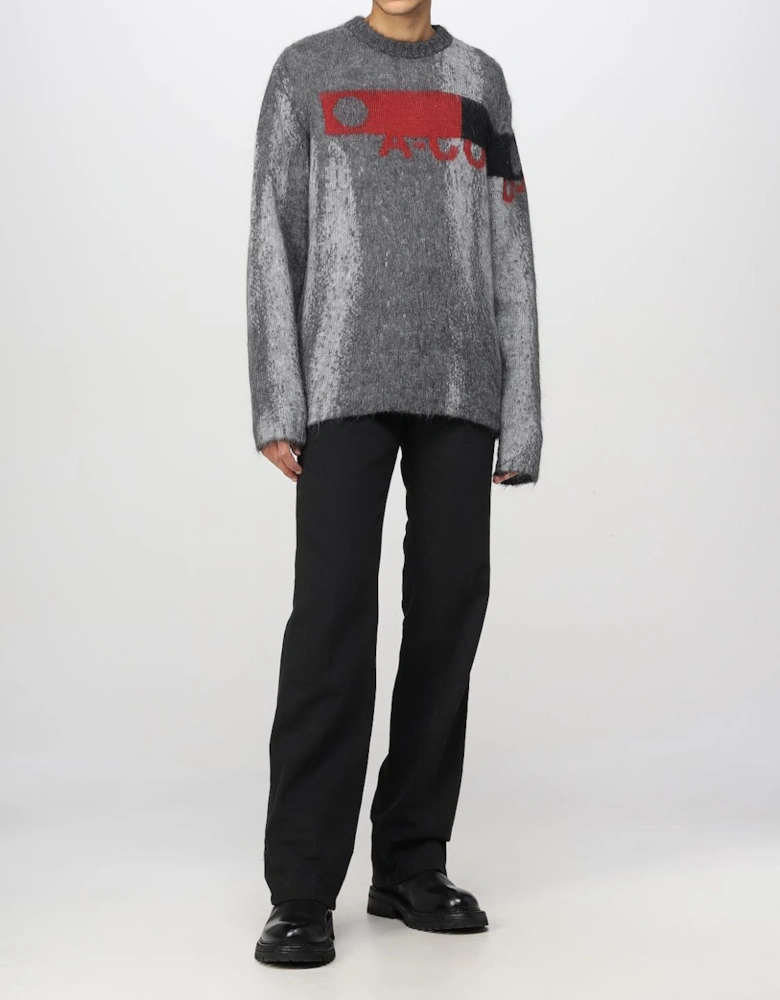 Mohair Pullover Sweater Color Block