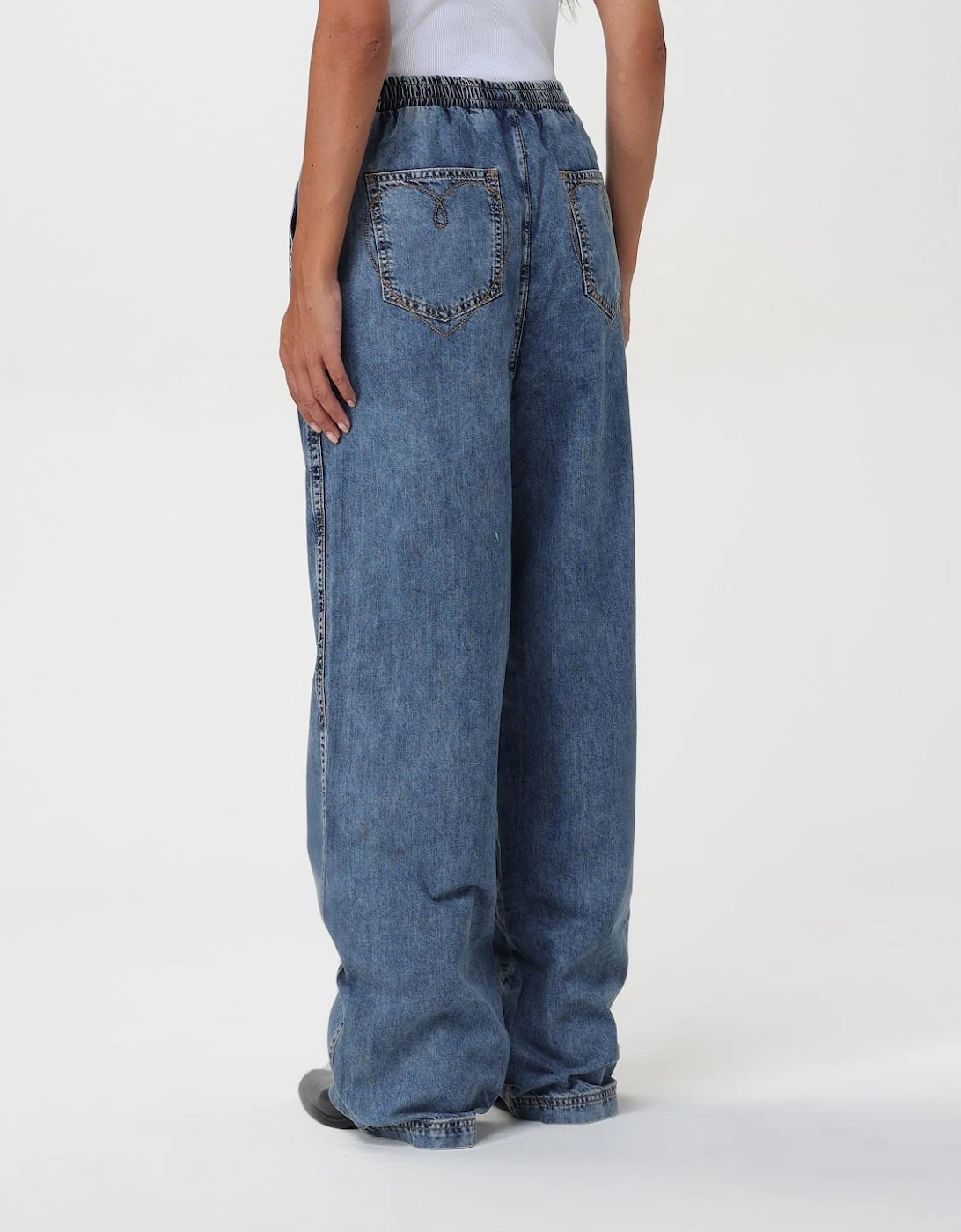 Wide Leg Jeans Elastic Waistband