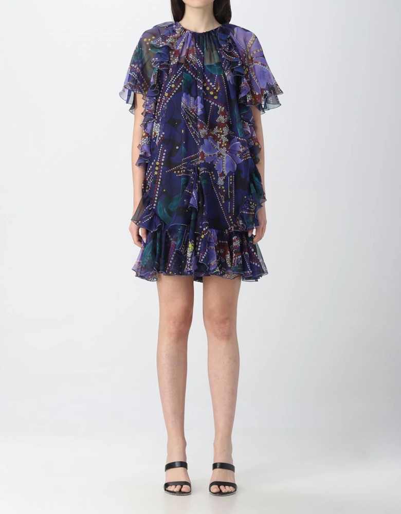 Floral Print Mini Dress Ruffled