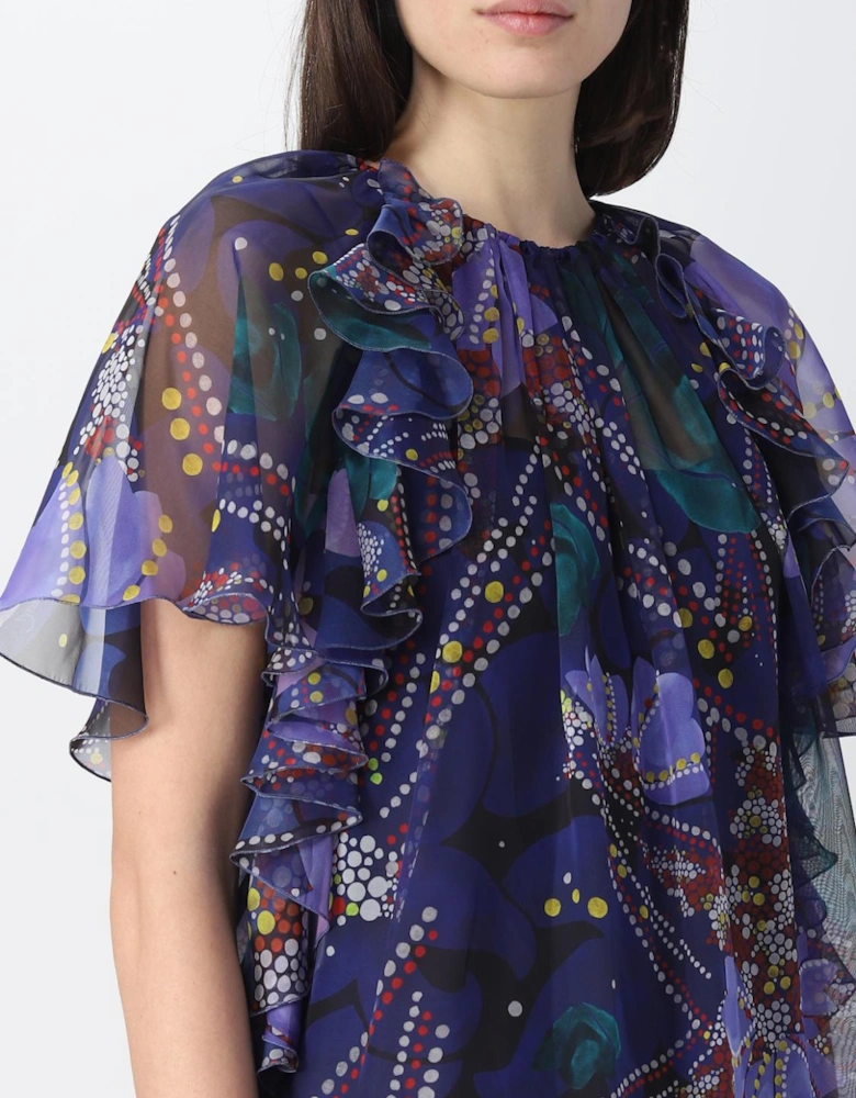 Floral Print Mini Dress Ruffled