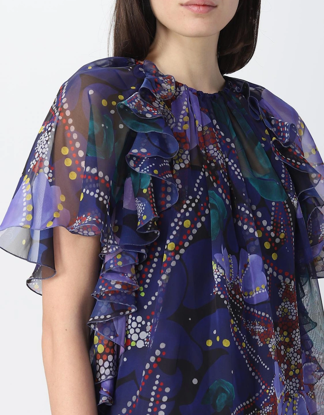 Floral Print Mini Dress Ruffled