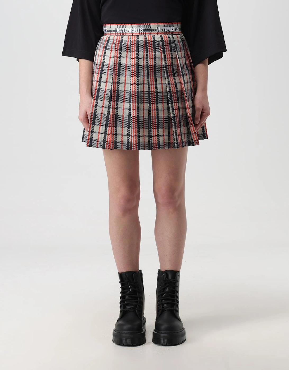 Pleated Plaid Mini Skirt with Logo Waistband, 6 of 5