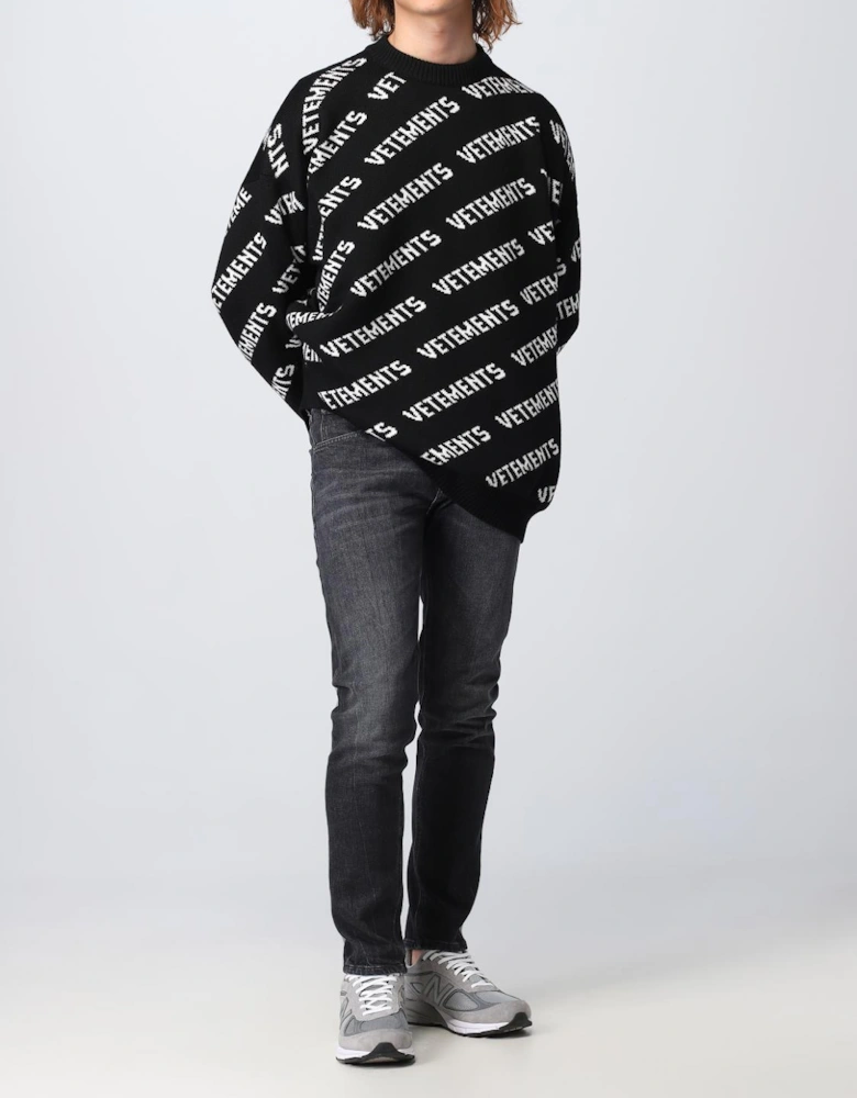 Diagonal Logo Knit Sweater
