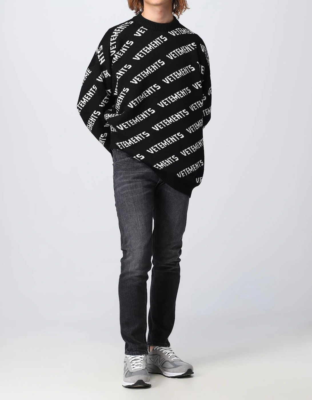 Diagonal Logo Knit Sweater