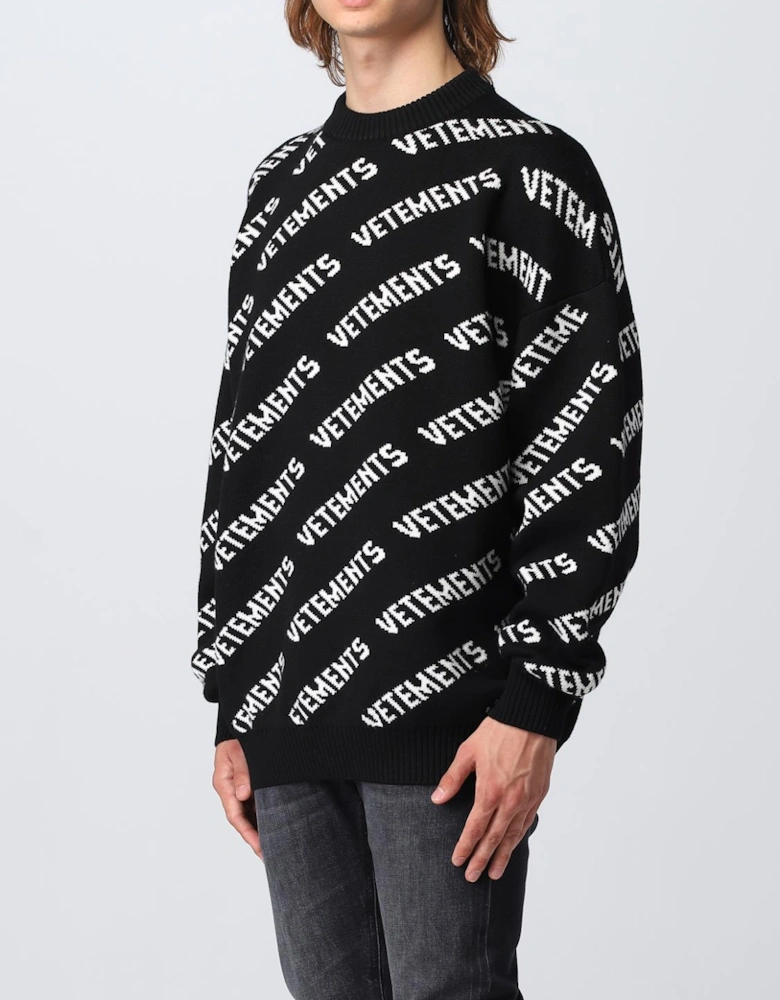 Diagonal Logo Knit Sweater