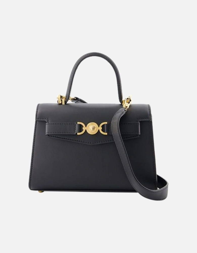 Small Leather Top Handle Bag with Two Compartments