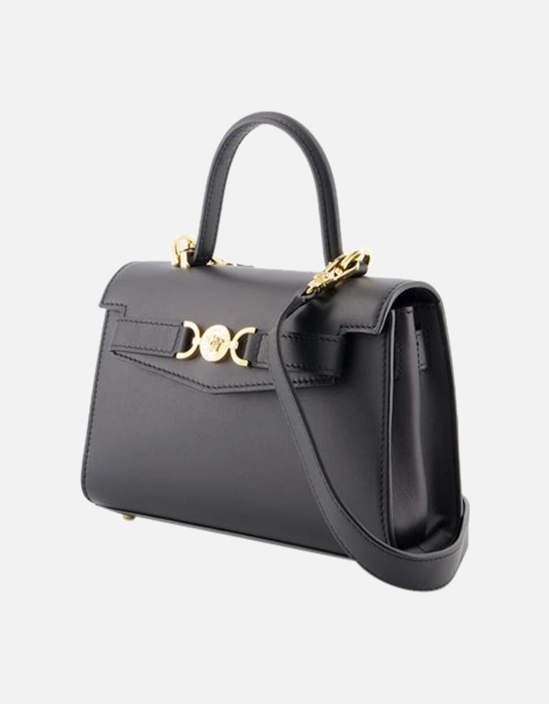 Small Leather Top Handle Bag with Two Compartments